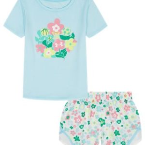 UA Floral Logo Woven Microfiber Little Girls' Shorts Set