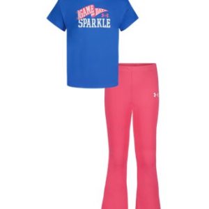 UA Glitter Logo & Side-Stripe Infant Girls' Short Sleeve & Yoga Pants Set